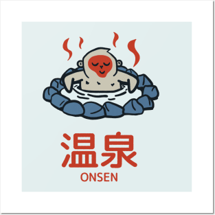 Snow Monkey Relaxing in Onsen Posters and Art